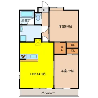 リバーズマンション築捨II【4階】の間取り