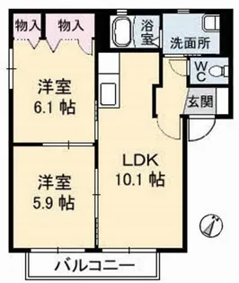 2LDKの間取り画像