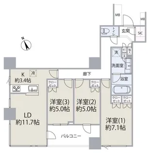 ザ・スカイクルーズタワー【9階】の間取り