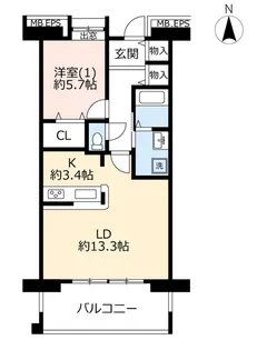 URフレール西新井第二【1階】の間取り