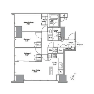 レキシントンスクエア白金高輪【22階】の間取り