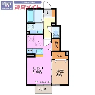 グランテージ上浜【1階】の間取り