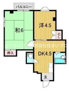 エムハイツ御幸【1階】の間取り
