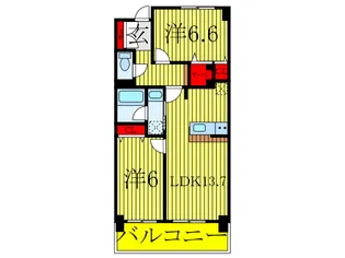 ロイヤルパークスリバーサイド【6階】の間取り