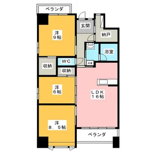 アクシス香蘭【9階】の間取り