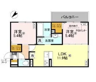 DーROOM平井C棟【1階】の間取り