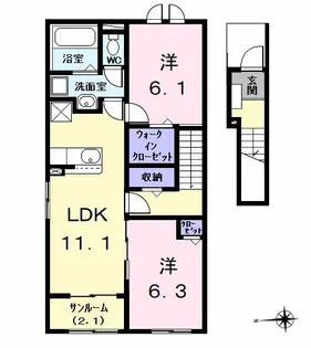 ガーデン ハイツ ハトリI【2階】の間取り