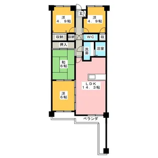 シティファミリー八事N棟【5階】の間取り