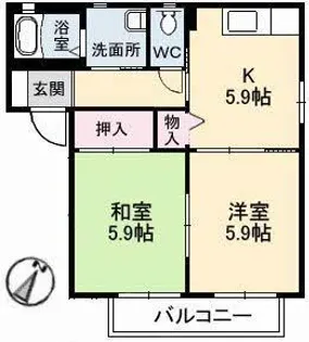メゾン梅の木 B棟【1階】の間取り