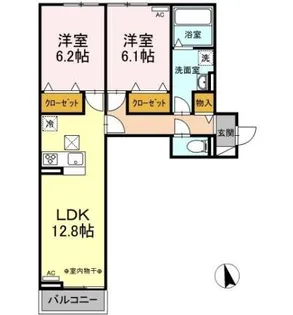 ラ・ペルシュ【1階】の間取り