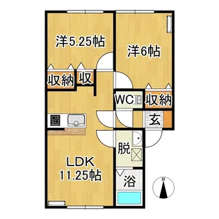 ピュアハウス山王 A棟【2階】の間取り