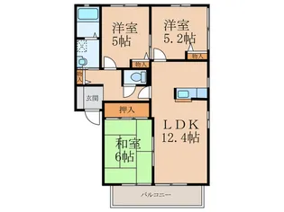 ユニゾン深田B棟【2階】の間取り