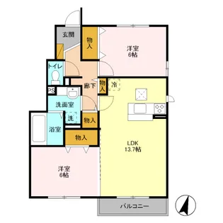 プリマクラッセB【1階】の間取り