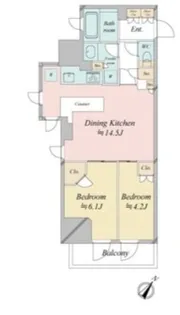 レジディア中目黒III【10階】の間取り