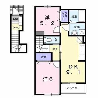 アロッジオプリートモモ【2階】の間取り