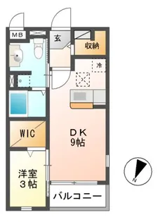 1DKの間取り画像