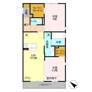 埼玉県吉川市美南1【アパート】の間取り