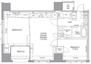 神奈川県横浜市中区羽衣町2【マンション】の間取り