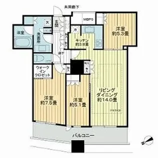 ザ・パークハウス西新宿タワー60【39階】の間取り