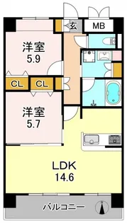 グランサンク背戸口【3階】の間取り