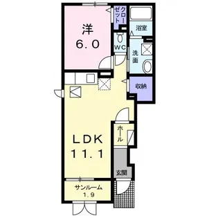 クラール羽咋【1階】の間取り