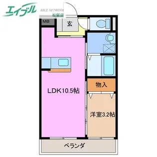 アンジュー【3階】の間取り