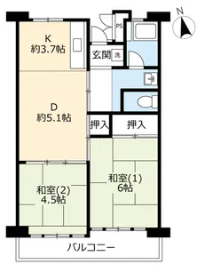 UR津久野南【6階】の間取り