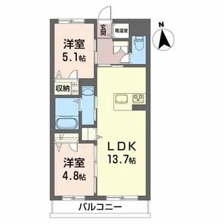 ニューハウン保戸野【2階】の間取り