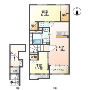サウスエゼル【2階】の間取り