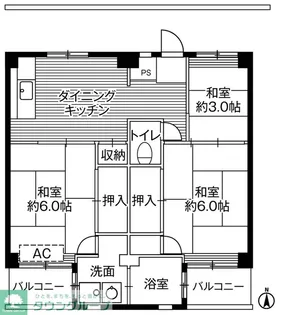 ビレッジハウス寺尾1号棟 (402号室)【4階】の間取り