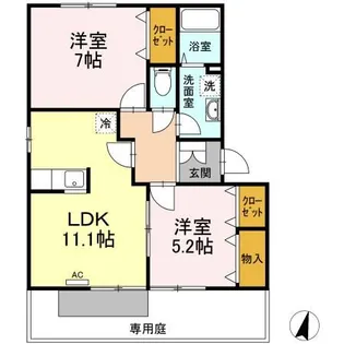 リースランド中府 A【1階】の間取り
