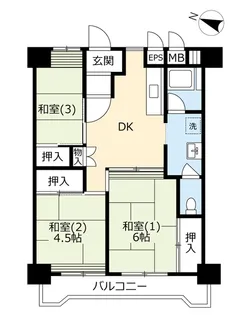 UR竹園【6階】の間取り