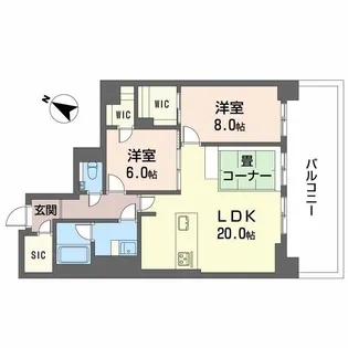 シャーメゾン エフ オーキッド 大阪城【2階】の間取り
