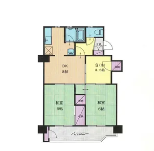 峰沢団地3号棟504号室【5階】の間取り