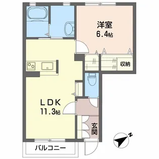 シャーメゾンコトンA【1階】の間取り