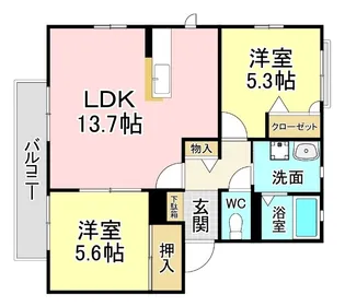 福岡県北九州市小倉南区徳吉東4【アパート】の間取り