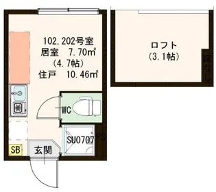 東京都中野区中野1【アパート】の間取り