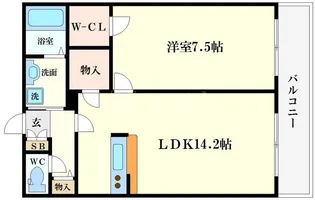 1LDKの間取り画像