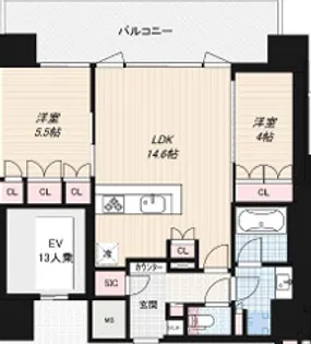 2LDKの間取り画像