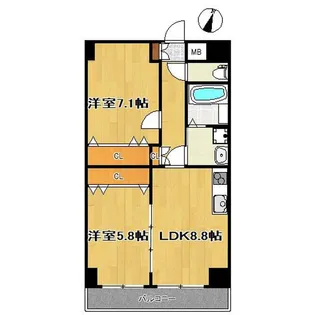 宮城県仙台市青葉区宮町5【マンション】の間取り