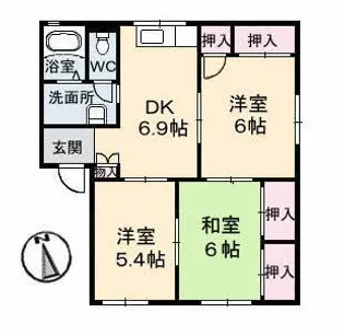 コーポ宮内 B棟【1階】の間取り