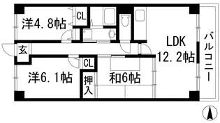 グレンツェント甲東園【4階】の間取り