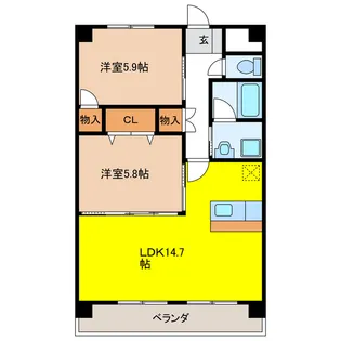 岐阜県岐阜市茜部本郷2【マンション】の間取り