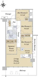 メイツガーデンズ三郷中央フロントコート【8階】の間取り