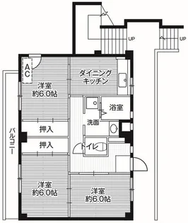 ビレッジハウス日立3号棟【2階】の間取り