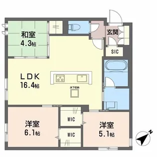 LUCE帯山西【1階】の間取り