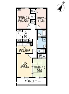 UR多摩ニュータウン蓮生寺公園通り二番街【3階】の間取り
