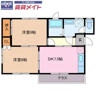 グランシャリオB棟【1階】の間取り