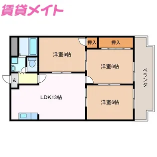 ウッドンビレッジ【3階】の間取り