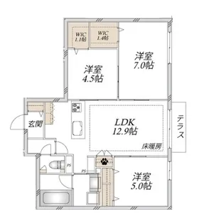 Gracefeel Ayase【1階】の間取り